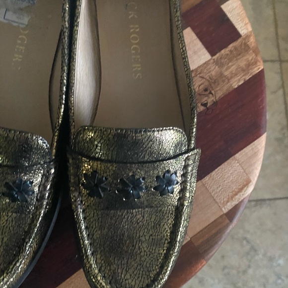 Jack Rogers Remy Loafers Metallic Gold Sparkle Slip-On Flats Preppy Academia 8B - Picture 5 of 16